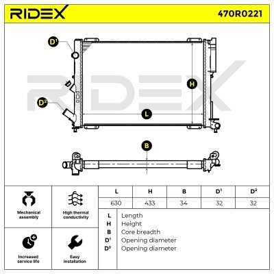 Kühler, Motorkühlung RIDEX 470R0221 470R0221 - foto 6
