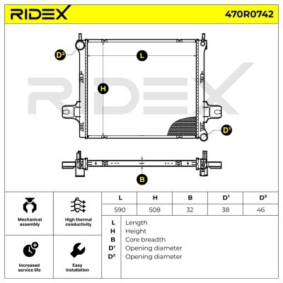 Kühler, Motorkühlung RIDEX 470R0742 470R0742 - foto 5