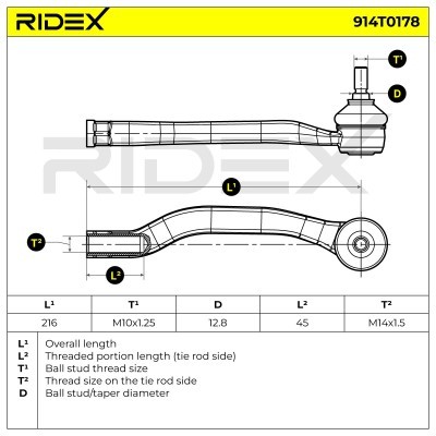 Spurstangenkopf RIDEX 914T0178 914T0178 - foto 4