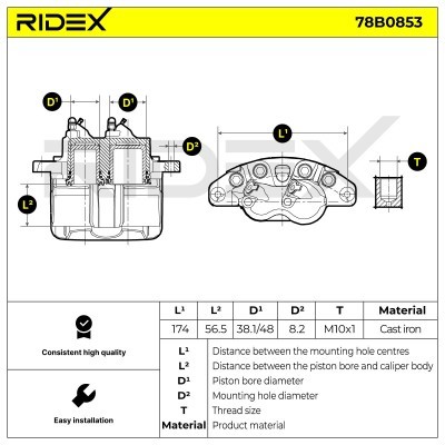 Bremssattel RIDEX 78B0853 78B0853 - foto 6