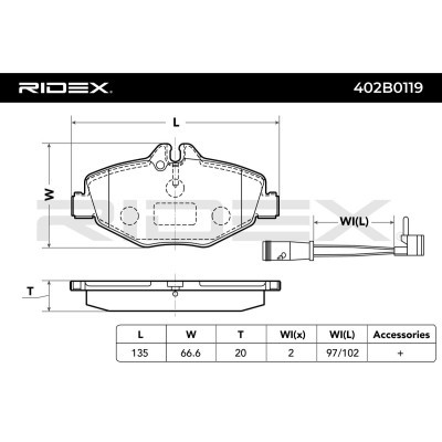 Bremsbeläge Satz RIDEX 402B0119 402B0119 - foto 3