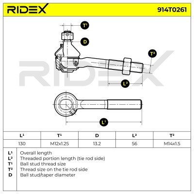 Spurstangenkopf RIDEX 914T0261 914T0261 - foto 5