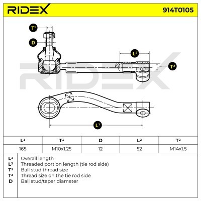 Spurstangenkopf RIDEX 914T0105 914T0105 - foto 4