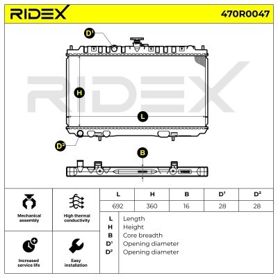 Kühler, Motorkühlung RIDEX 470R0047 470R0047 - foto 3