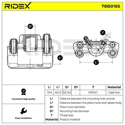 Bremssattel RIDEX 78B0165 78B0165 - foto 5