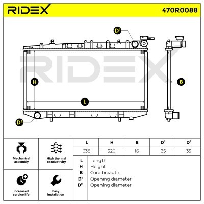 Kühler, Motorkühlung RIDEX 470R0088 470R0088 - foto 2