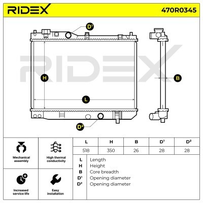 Kühler, Motorkühlung RIDEX 470R0345 470R0345 - foto 6