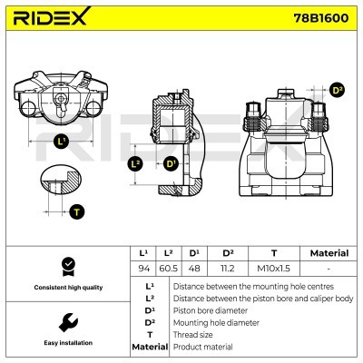 Bremssattel RIDEX 78B1600 78B1600 - foto 3