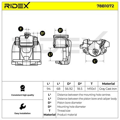 Bremssattel RIDEX 78B1072 78B1072 - foto 5