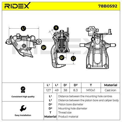 Bremssattel RIDEX 78B0592 78B0592 - foto 6