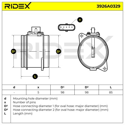 Luftmassenmesser RIDEX 3926A0329 3926A0329 - foto 6
