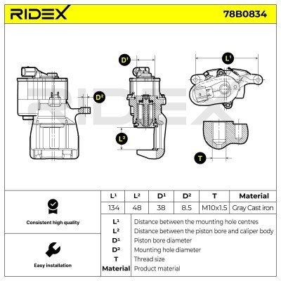 Bremssattel RIDEX 78B0834 78B0834 - foto 5
