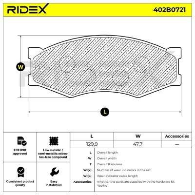 Bremsbeläge Satz RIDEX 402B0721 402B0721 - foto 8