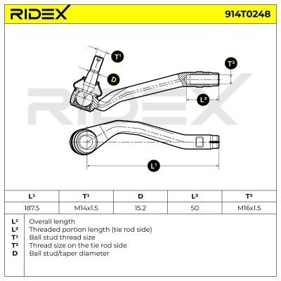 Spurstangenkopf RIDEX 914T0248 914T0248 - foto 4