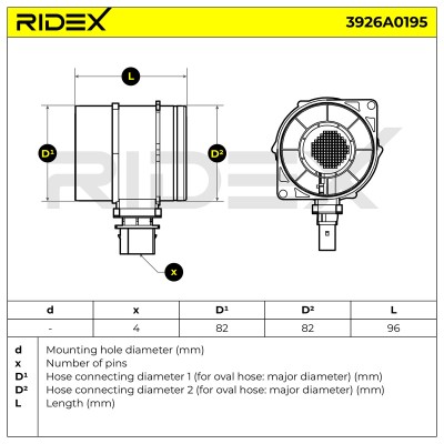 Luftmassenmesser RIDEX 3926A0195 3926A0195 - foto 7