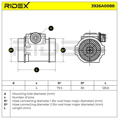 Luftmassenmesser RIDEX 3926A0088 3926A0088 - foto 8