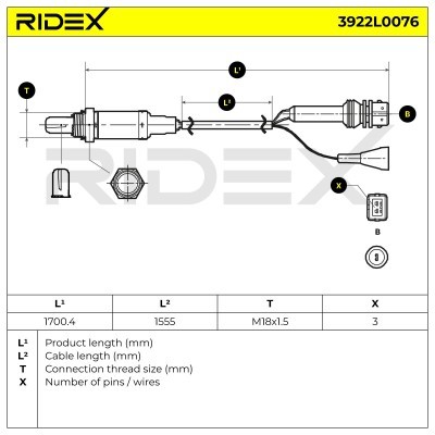 Lambdasonde RIDEX 3922L0076 3922L0076 - foto 7