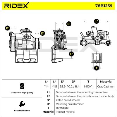 Bremssattel RIDEX 78B1259 78B1259 - foto 5