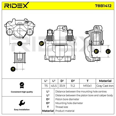 Bremssattel RIDEX 78B1412 78B1412 - foto 7