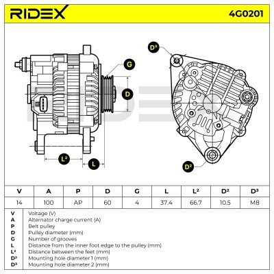 Generator RIDEX 4G0201 4G0201 - foto 6