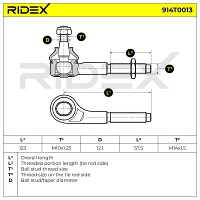 Spurstangenkopf RIDEX 914T0013 914T0013 - foto 3