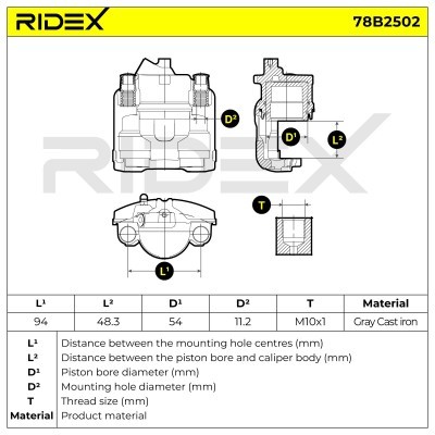 Bremssattel RIDEX 78B2502 78B2502 - foto 7