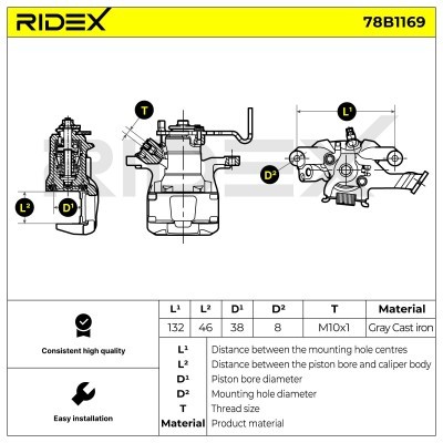 Bremssattel RIDEX 78B1169 78B1169 - foto 4