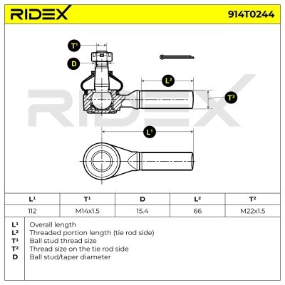Spurstangenkopf RIDEX 914T0244 914T0244 - foto 5