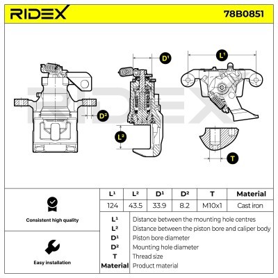 Bremssattel RIDEX 78B0851 78B0851 - foto 6