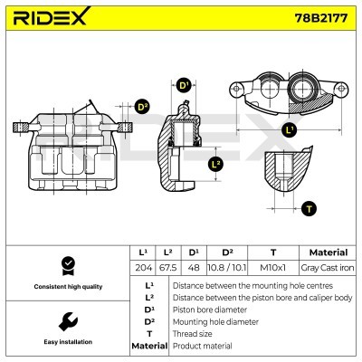 Bremssattel RIDEX 78B2177 78B2177 - foto 6