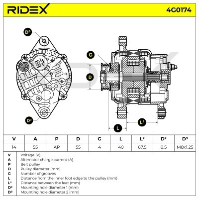 Generator RIDEX 4G0174 4G0174 - foto 5