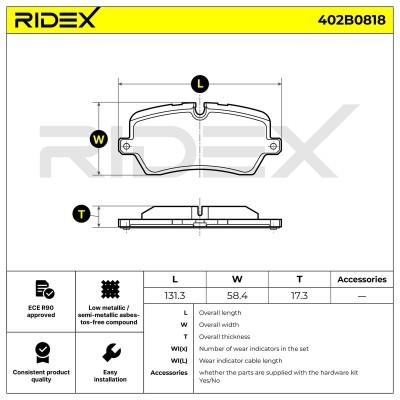 Bremsbeläge Satz RIDEX 402B0818 402B0818 - foto 4