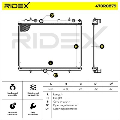 Kühler, Motorkühlung RIDEX 470R0879 470R0879 - foto 4