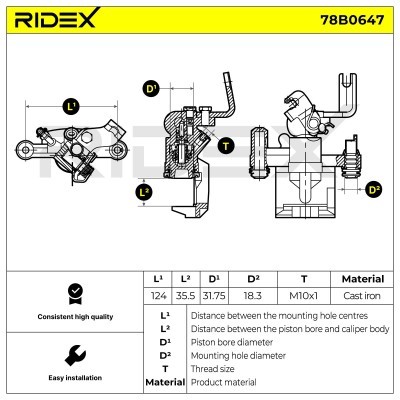 Bremssattel RIDEX 78B0647 78B0647 - foto 6