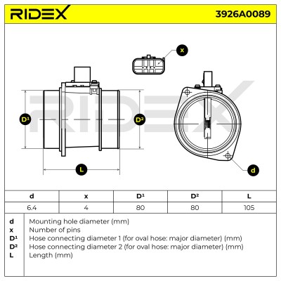 Luftmassenmesser RIDEX 3926A0089 3926A0089 - foto 6
