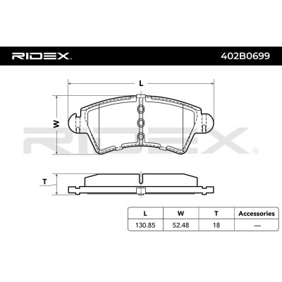 Bremsbeläge Satz RIDEX 402B0699 402B0699 - foto 3