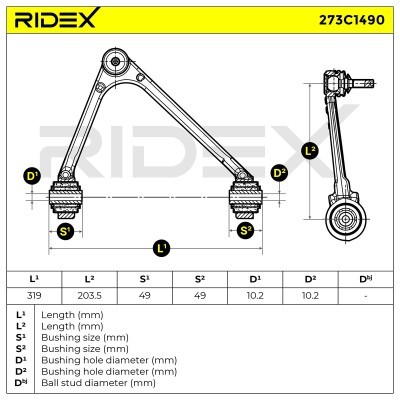 Querlenker RIDEX 273C1490 273C1490 - foto 8