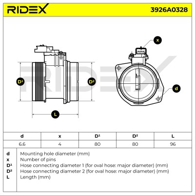 Luftmassenmesser RIDEX 3926A0328 3926A0328 - foto 6
