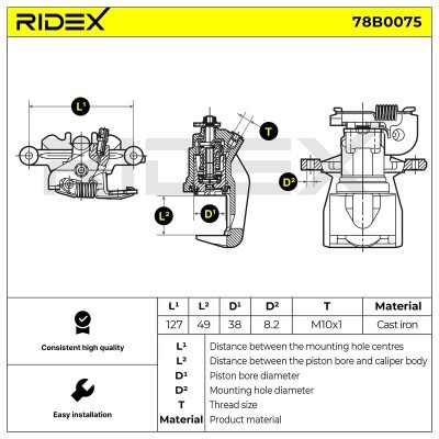 Bremssattel RIDEX 78B0075 78B0075 - foto 2