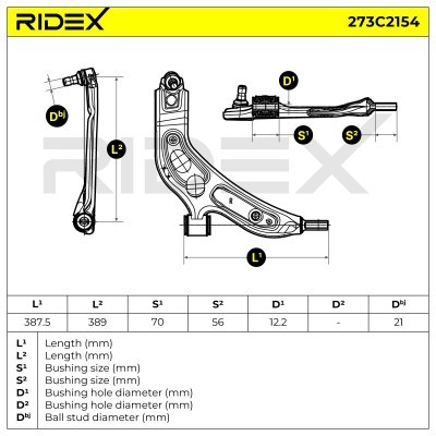 Querlenker RIDEX 273C2154 273C2154 - foto 7