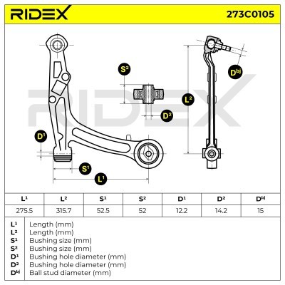 Querlenker RIDEX 273C0105 273C0105 - foto 6