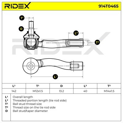 Spurstangenkopf RIDEX 914T0465 914T0465 - foto 5