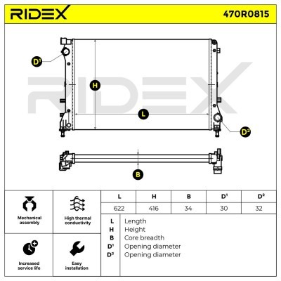 Kühler, Motorkühlung RIDEX 470R0815 470R0815 - foto 4