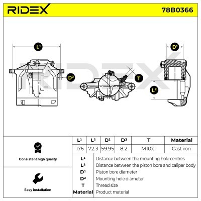 Bremssattel RIDEX 78B0366 78B0366 - foto 5