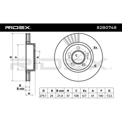 Bremsscheibe RIDEX 82B0748 82B0748 - foto 5