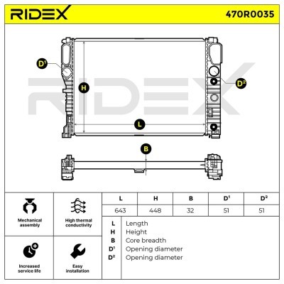 Kühler, Motorkühlung RIDEX 470R0035 470R0035 - foto 4