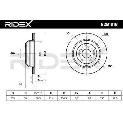 Bremsscheibe RIDEX 82B1918 82B1918 - foto 7