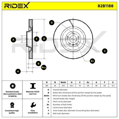 Bremsscheibe RIDEX 82B1188 82B1188 - foto 3