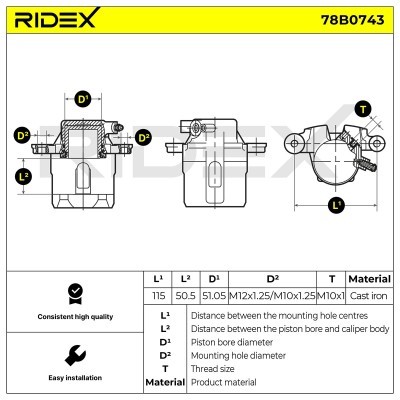 Bremssattel RIDEX 78B0743 78B0743 - foto 5