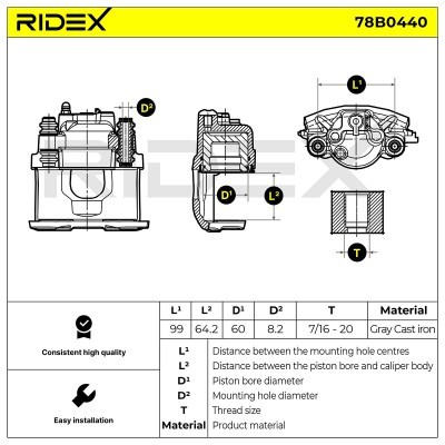 Bremssattel RIDEX 78B0440 78B0440 - foto 6